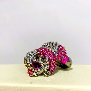 Rhinestone panda costume jewelry ring